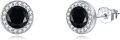 wholesale 925 Sterling Silver Round Cut Black Onyx & Cubic Zirconia Stud Earrings for Men and Women-0-0
