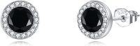 wholesale 925 Sterling Silver Round Cut Black Onyx & Cubic Zirconia Stud Earrings for Men and Women-A-Black Onyx and Cubic Zirconia