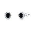 wholesale 925 Sterling Silver Round Cut Black Onyx & Cubic Zirconia Stud Earrings for Men and Women-0-0