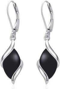 wholesale 925 Sterling Silver Tiger Eye Twist Drop Dangle Earrings for Women-Black Onyx
