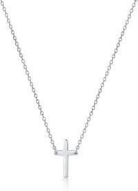 wholesale 925 Sterling Silver Mini Cross Necklace with 24 Chain for Women-White Gold