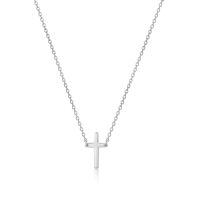 wholesale 925 Sterling Silver Mini Cross Necklace with 24 Chain for Women-White Gold