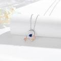 wholesale 925 Sterling Silver Blue CZ Heart Mermaid Tail Pendant Necklace-0-2