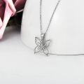 wholesale 14K White Gold Natural Diamond Butterfly Pendant Necklace 17 Inches Long Chain for Women-0-2
