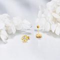 wholesale 14K Gold Flower Shaped Diamond Stud Earrings for Women - Birthday & Christmas Gifts-0-3
