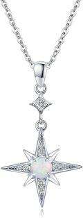 wholesale 925 Sterling Silver Opal Star Pendant Necklace for Women Girls -0-0