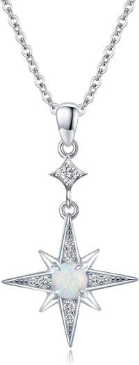 wholesale 925 Sterling Silver Opal Star Pendant Necklace for Women Girls -Star Necklace - Opal