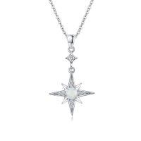 wholesale 925 Sterling Silver Opal Star Pendant Necklace for Women Girls -Star Necklace - Opal