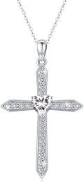 wholesale Sterling Silver CZ Birthstone Cross Necklace for Women Men Mother s Day Gifts ( chars)-0-0