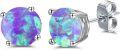 wholesale 925 Sterling Silver Green Fire Opal Round Stud Earrings - Multiple Sizes & Colors for Women Men Gifts-0-8