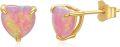wholesale 14K Gold Pink Opal CZ Pearl Shell 6mm Heart Stud Earrings for Women Teen-0-0