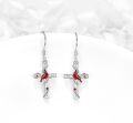 wholesale 925 Sterling Silver Cross with Cardinal Bird Drop Earrings for Women Gifts-0-3