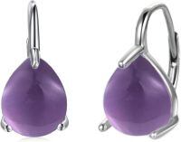 wholesale 925 Sterling Silver Purple Teardrop Earrings-I-Amethyst Leverback Earrings Feb.