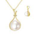 wholesale 14k Gold And Pearl Drop Necklace Wholesale Set With Lab Diamond Accents-0-0