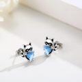 wholesale 925 Sterling Silver Crystal Raccoon Heart Studs for Sensitive Ears-0-1