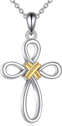 wholesale 925 Sterling Silver Infinity Cross Pendant with Gold Accents and Chain for Women-Celtic Cross