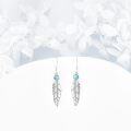 wholesale 925 Sterling Silver Feather Turquoise Drop Earrings for Women Girls -0-2