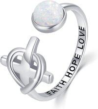 wholesale 925 Sterling Silver Christian Cross Dainty Open Wrap Stacking Ring for Women-02-Opal