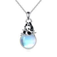 wholesale 925 Sterling Silver 925 Sterling Silver Moonstone And Panda Pendant Necklace-Panda 2