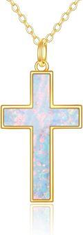 wholesale 14K Gold Opal Stone Delicate Heart Cross Pendant Necklace for Women-0-0