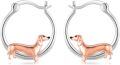 wholesale 925 Sterling Silver Dachshund Hoop Earrings - Adorable Gifts for Girls with Sensitive Skin-0-0