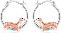 wholesale 925 Sterling Silver Dachshund Hoop Earrings - Adorable Gifts for Girls with Sensitive Skin-Dachshund