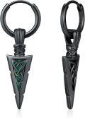 wholesale 925 Sterling Silver Green Stone Arrowhead Celtic Knot Viking Hoop Earrings for Men & Women-0-6