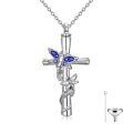 TOUPOP White Gold Plated S925 Sterling Silver with Birthstone Dragonfly Urn Necklace for Ashes-0-0