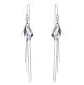 wholesale 925 Sterling Silver Flower Drop Dangle Earrings with Long Fringe Chains for Girls and Women-0-0