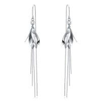 wholesale 925 Sterling Silver Flower Drop Dangle Earrings with Long Fringe Chains for Girls and Women-Flower