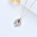 wholesale 925 Sterling Silver Bat Heart Red Crystal Pendant Necklace for Women Men Gifts-0-5