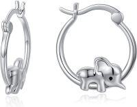 wholesale 925 Sterling Silver Elephant Huggie Hoop Earrings for Sensitive Ears-Elephant