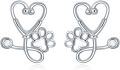wholesale 925 Sterling Silver Stethoscope & Paw Print Stud Earrings for Nurses' Gifts-0-0