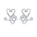 wholesale 925 Sterling Silver Stethoscope & Paw Print Stud Earrings for Nurses' Gifts-0-0