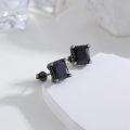 wholesale Black 925 Sterling Silver Black CZ Rope Edge Square Stud Earrings 8mm-0-2