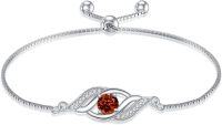 wholesale Sterling Silver Birthstone Dainty Infinity Bracelet for Women-07-Jul.-Ruby