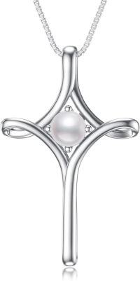 wholesale TOUPOP Cross Necklace For Women 925 Sterling Silver Birthstone Cross Pendant Fine Jewelry Anniversary Birthday Christmas Gifts For Her Mom Wife Girlfriend -undefined