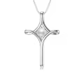 TOUPOP Sterling Silver Birthstone Cross Necklace For Women Fine Jewelry Gifts-0-0