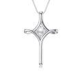 TOUPOP Sterling Silver Birthstone Cross Necklace For Women Fine Jewelry Gifts-0-0