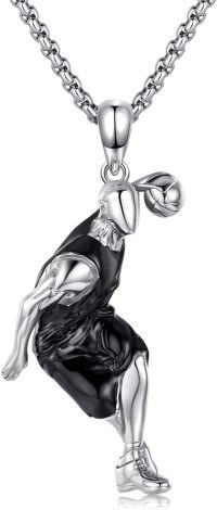 wholesale 925 Sterling Silver Basketball Player Pendant Necklace for Women and Men - Graduation Gift Idea-basketball-2