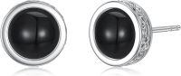 wholesale 925 Sterling Silver Round Black Onyx Celtic Knot Stud Earrings for Men & Women Gothic Punk Style Gift Idea-Round Onyx-1