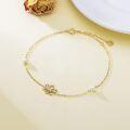 wholesale 14K Gold Lotus Flower Pearl Daisy Charm Bracelet Anklet for Women-0-3