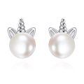 wholesale 925 Sterling Silver Unicorn Pearl Stud Earrings-0-0