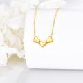 wholesale 14K Gold 3 Hearts Dainty Necklace with Solid Gold Pendants - Elegant s for Women-0-3
