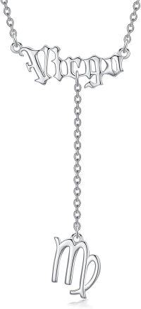 wholesale 925 Sterling Silver Virgo Zodiac Sign Lariat Necklace with Chain and Charm for Women Astrology -Virgo-Silver