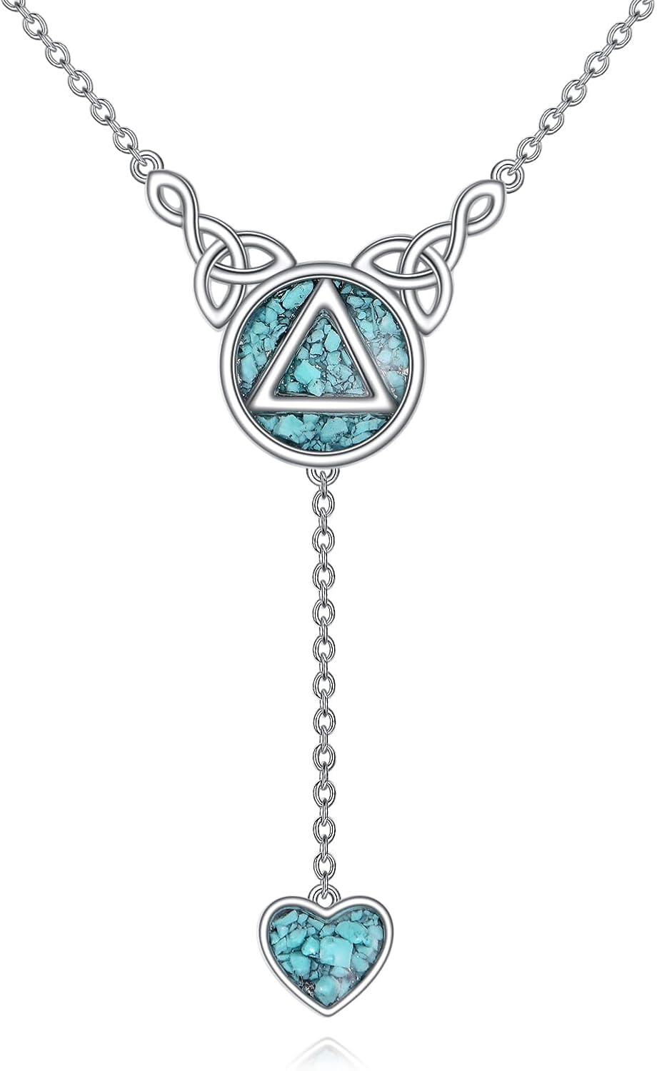 wholesale 925 Sterling Silver & Turquoise Stone Celtic Knot Heart Pendant Necklace for Women-0-0