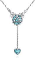 wholesale 925 Sterling Silver & Turquoise Stone Celtic Knot Heart Pendant Necklace for Women-0-0