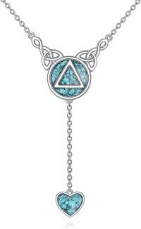wholesale 925 Sterling Silver & Turquoise Stone Celtic Knot Heart Pendant Necklace for Women-Celtic Knot