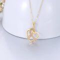 wholesale 14K Gold Pink Crystal Ribbon Heart Pendant Necklace - 18 Inches Chain-0-1