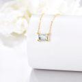 wholesale 14K Gold Emerald Cut White Topaz Pendant Chain Necklace for Women Anniversary Gifts-0-4